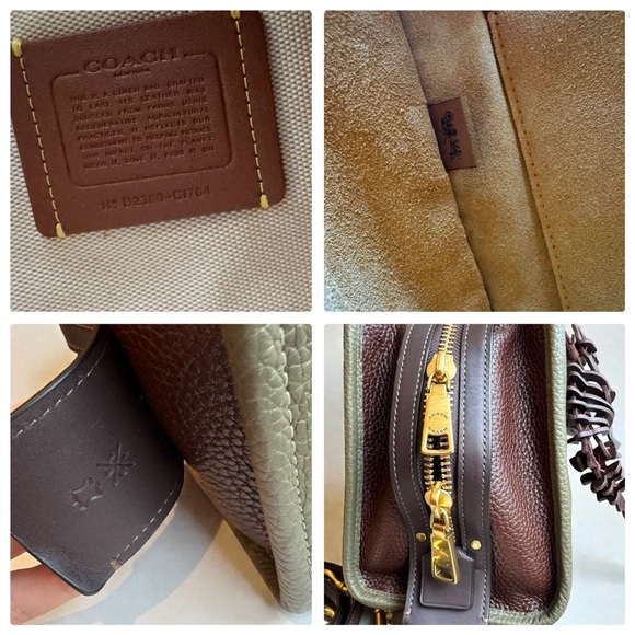 Coach Rogue 25 Color Block Satchel Amy Green and Large Dino Charm - Picture 13 of 15